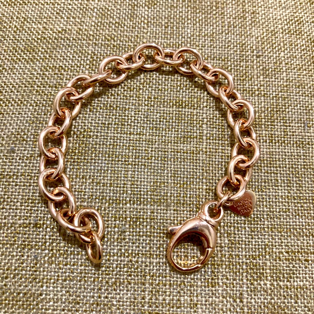 ( NWOT ) Bronzo Italia Rose Gold Rolo Bracelet